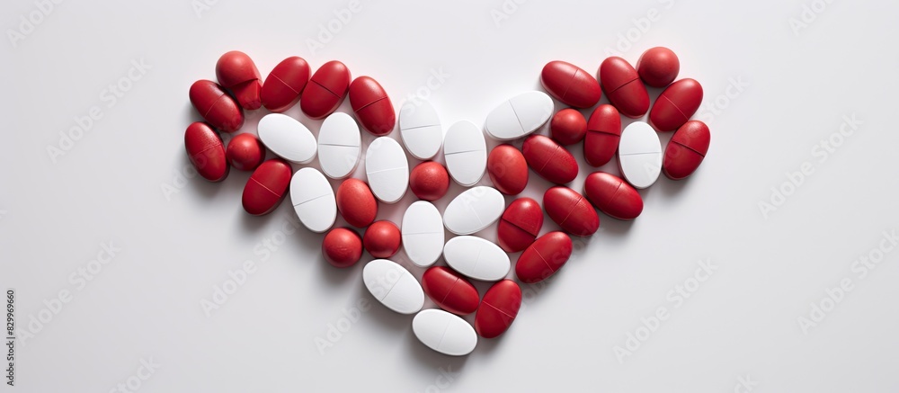 Aufkleber heart medication depicted on a white background with copy space for image