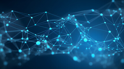 Obraz premium Digital blue network dotted line connection graphics poster background