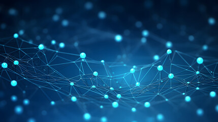 Digital blue network dotted line connection graphics poster background