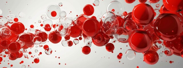 Abstract Red Bubbles on White Background