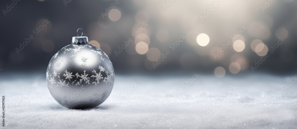 Poster a gorgeous christmas ball decoration shines on a silver background creating a captivating copy space