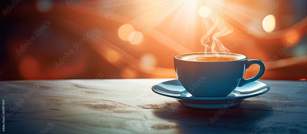 Poster copy space image of a coffee cup captured in close up