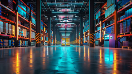 Frontal view of a high-tech logistics hub