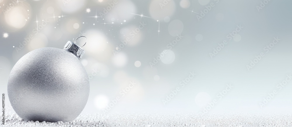 Poster a gorgeous christmas ball decoration shines on a silver background creating a captivating copy space