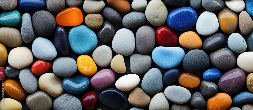 Poster colorful small stones create an abstract background with a textured look perfect for a copy space im