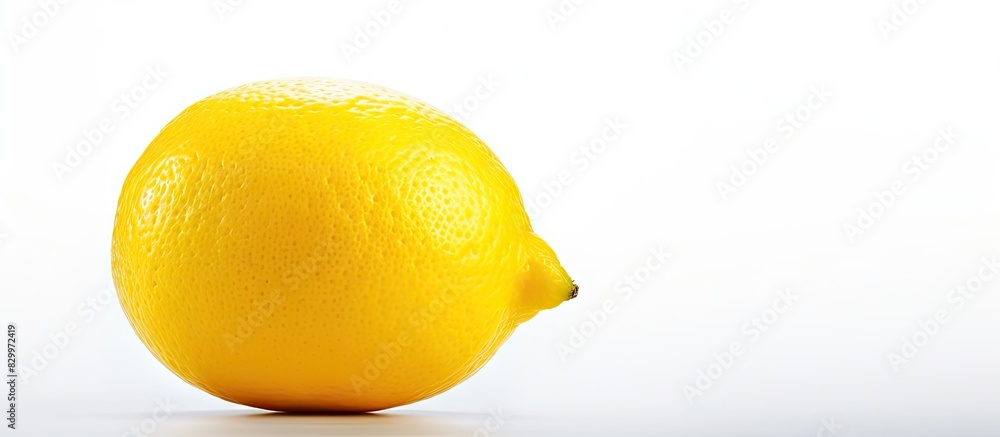 Poster a bright yellow lemon is seen in an isolated setting against a clean white background perfect for co