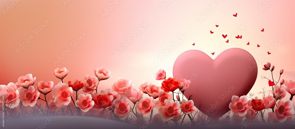 Aufkleber A greeting card design for Happy Valentine s Day featuring a bouquet of flowers and a heart symbol Perfect for expressing love and affection Copy space image