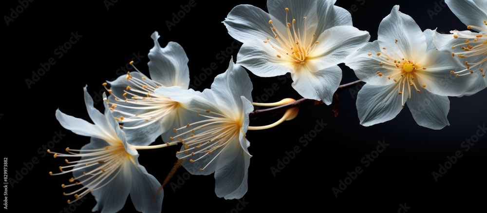 Aufkleber a beautiful copy space image of tung blossoms captured in a close up view against a dark background