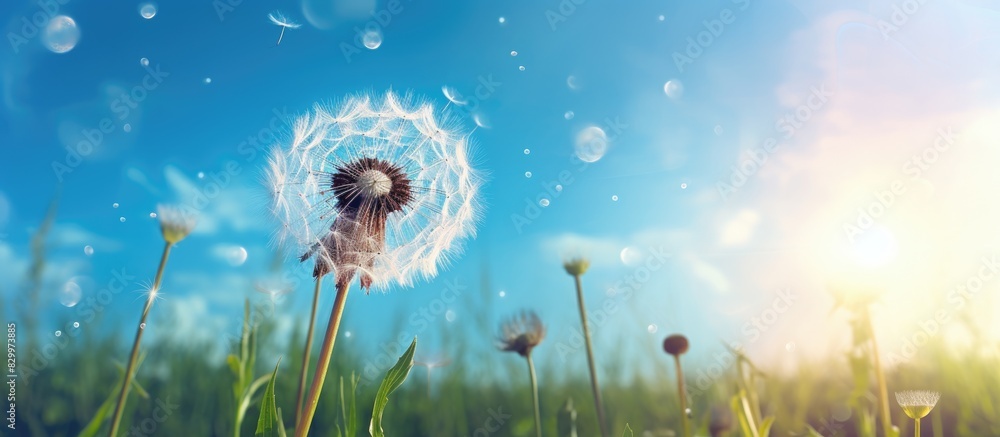 Poster a dream of liberty embodied in an extravagant dandelion its seeds gracefully dispersing through the 