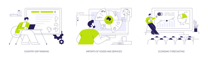 Economic statistics abstract concept vector illustrations.