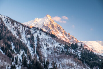 snow covered mountains in winter