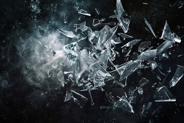 Shattered Dream Concept Art - Fractured Crystal Fragments in Dark Void, Symbolizing Broken Nightmares, Ideal for Artistic Themes and Surreal Design Projects
