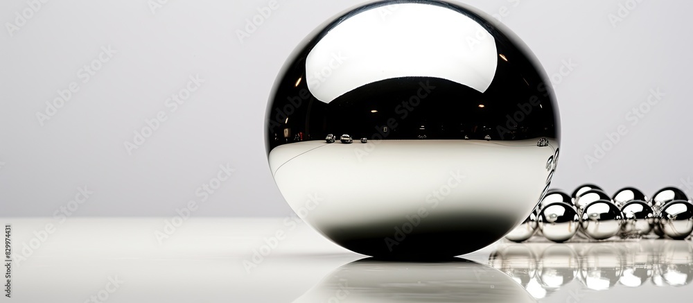 Poster a christmas toy with a reflective surface is showcased on a white backdrop creating an image with em