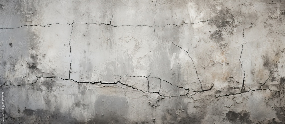 Poster an aged and worn concrete wall with cracks forms a textured backdrop or wallpaper a copy space image