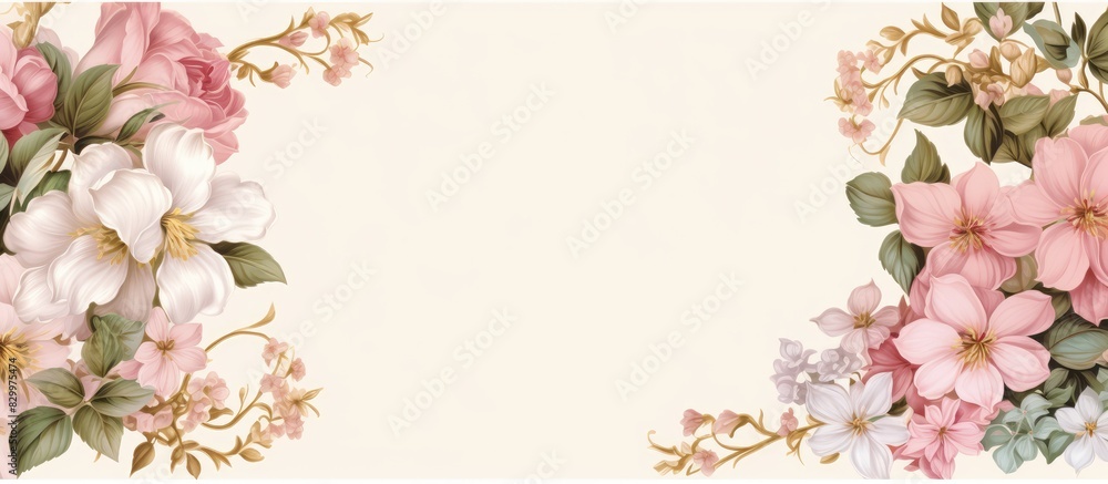 Aufkleber a decorative frame composed of flowers surrounding a blank area for adding text or images. with copy