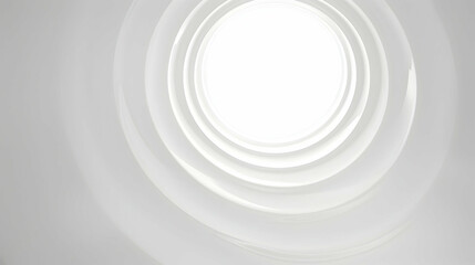 Abstract image featuring white circular layers with soft lighting, creating a clean and elegant geometric design. The concentric pattern adds depth and modernity