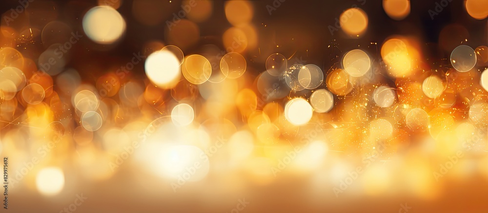 Poster a background image featuring an abstract golden bokeh effect with ample space for adding text or oth