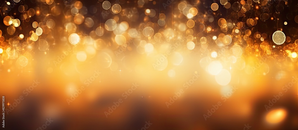 Poster a background image featuring an abstract golden bokeh effect with ample space for adding text or oth