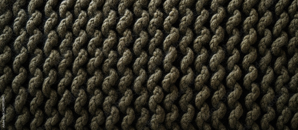 Poster a copy space image featuring a rugged knitting texture on a background of black and khaki colors tak