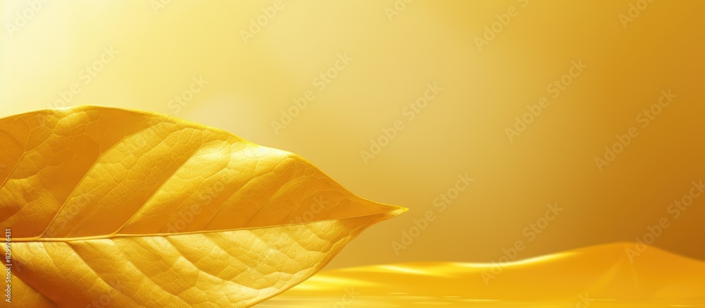 Poster A background with a shiny texture resembling gold foil on a yellow leaf is displayed in the copy space image