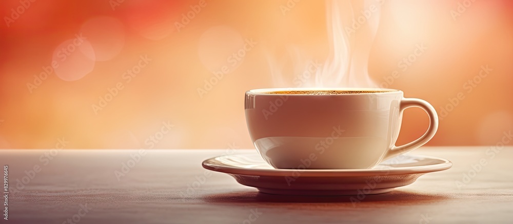 Poster copy space image of a coffee cup captured in close up