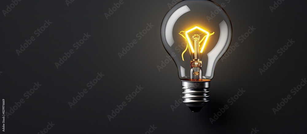 Poster A light bulb idea symbol seen from above on a grey background with copy space image