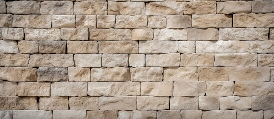 Obraz premium A textured wall made of Maltese stone suitable for use as a background in images requiring copy space