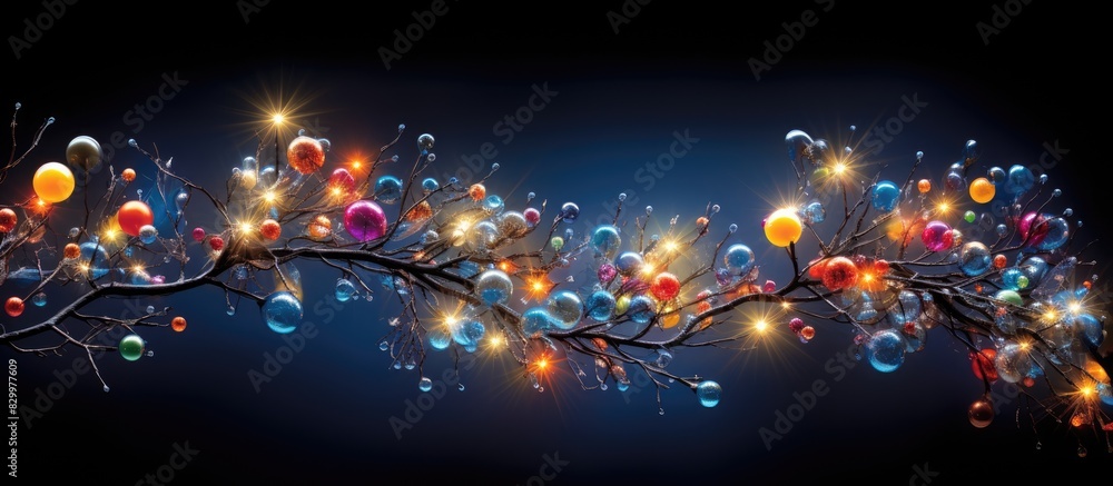 Aufkleber festive christmas ornamentation and lights illuminating the space. with copy space image. place for 