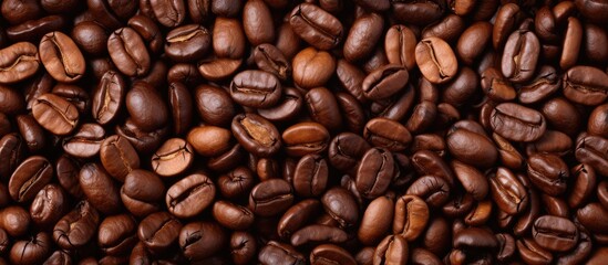 Fototapeta premium A background image featuring roasted coffee beans with copy space