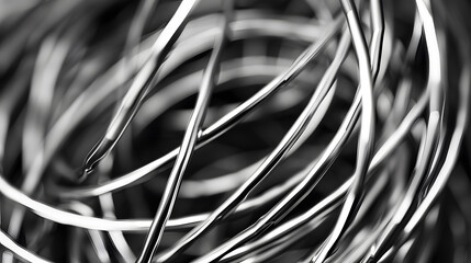 Metal wires, abstract illustration. Generative AI.