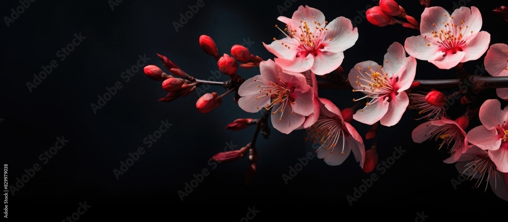 Aufkleber a beautiful copy space image of tung blossoms captured in a close up view against a dark background