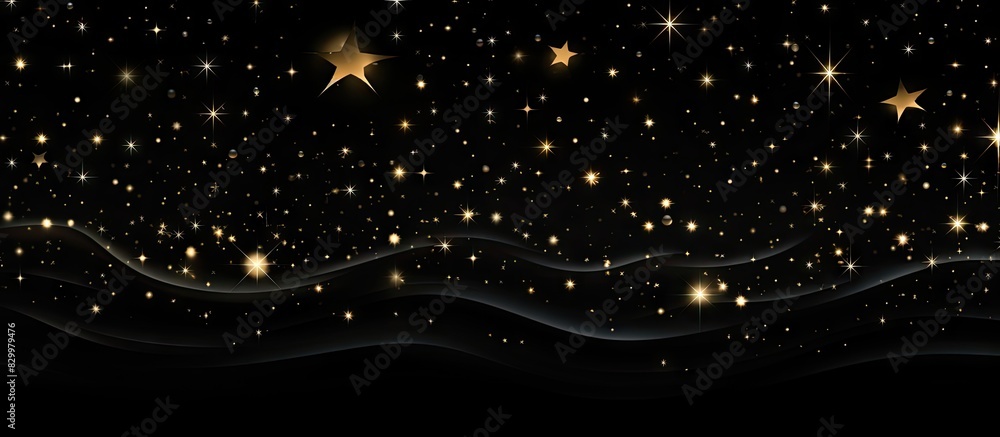 Poster Black background with star shapes in an image containing copy space