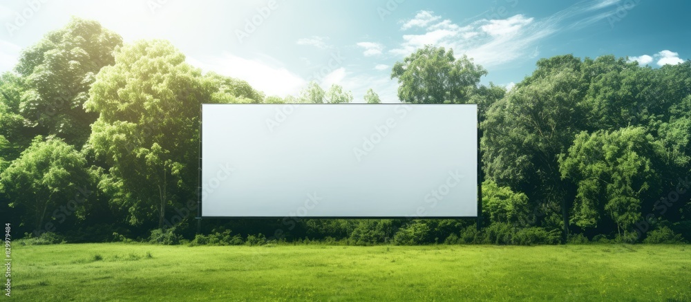 Poster an empty billboard stands tall in the midst of a lush green park providing an ideal space for advert