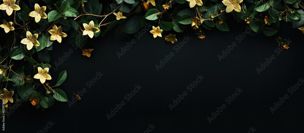 Poster A copy space image featuring a blooming ivy in a frame against a dark background