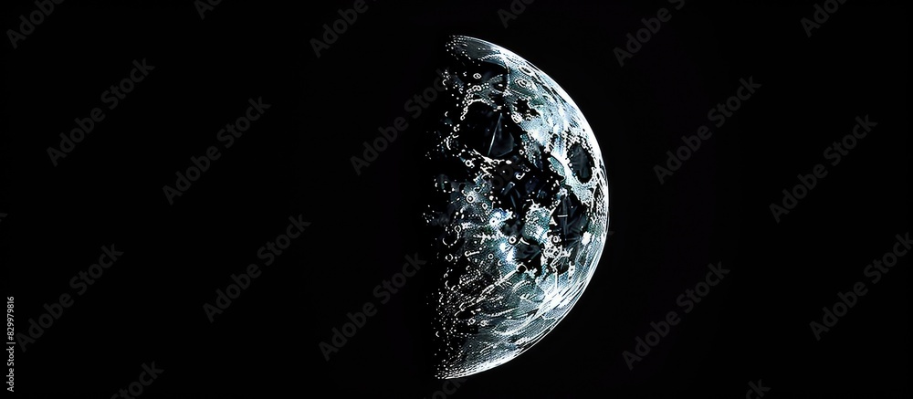 Poster dark night showcasing a phase moon in the background with ample copy space image