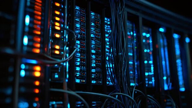 Internet communications rely on hosting equipment and server technologies housed within the server room.