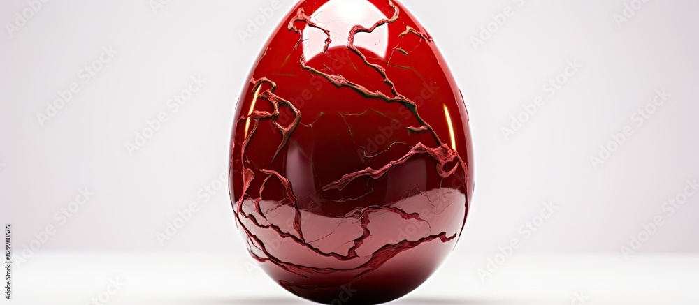 Poster isolated red easter egg shell on white background represents the symbolic resurrection and the blood