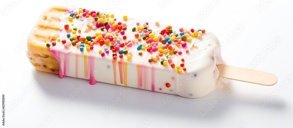 Aufkleber colorful sweet candy sprinkles enhance the visual appeal of the isolated ice cream popsicle on stick