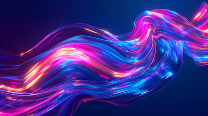 Naklejka premium Modern abstract high-speed movement. Colorful dynamic motion on blue background. Movement. Generative AI.