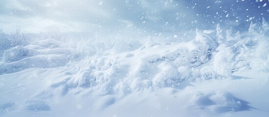 The image displays a close up view of a snowy background providing ample copy space