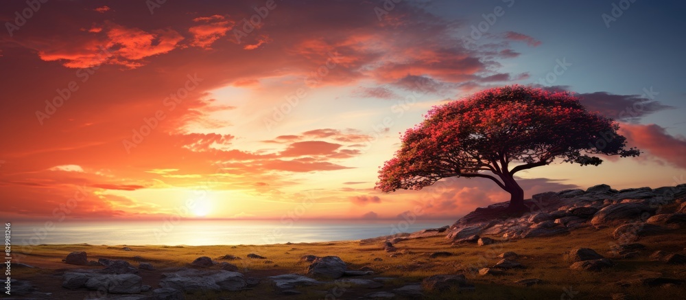 Poster a breathtaking sunset scene with a stunning background perfect for adding copy space to your image