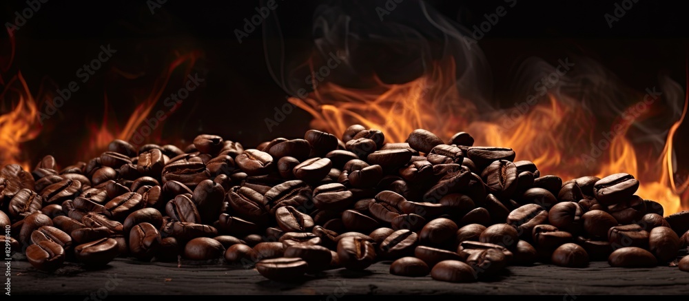Aufkleber Coffee beans that have been roasted. with copy space image. Place for adding text or design