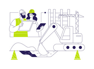 Excavation works abstract concept vector illustration.