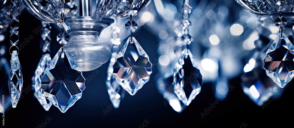 Aufkleber Close up of a crystal chandelier creating a glamorous background with ample space for text or images