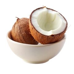 Coconuts in a bowl on transparent background