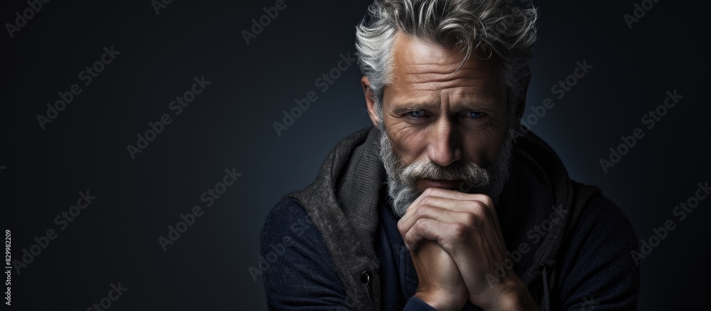 Poster A man in his middle age alone and lost in thought contemplates his aspirations and ambitions The copy space image captures his inner struggles and determination