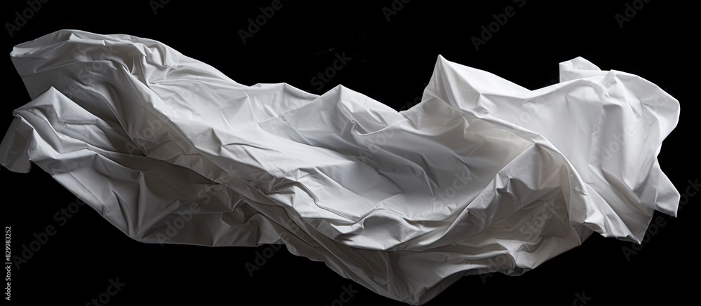 Poster A crumpled paper strip isolated on a black background serves as a design element in the copy space image