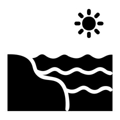 sun ocean glyph style icon