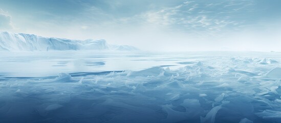 Fototapeta premium A glimpse into the fascinating world of icy lakes where snow forms intricate patterns within the frozen depths Copy space image