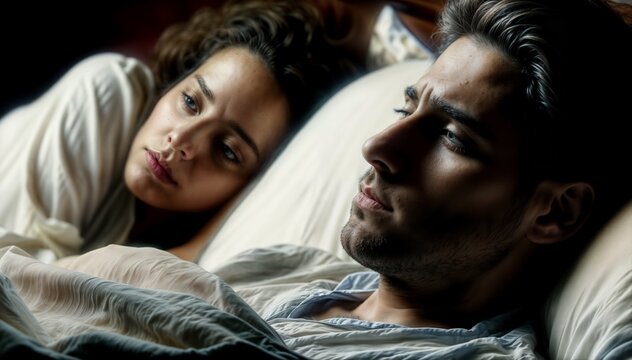 Couple in Bed Experiencing Relationship Issues and Sexual Problems